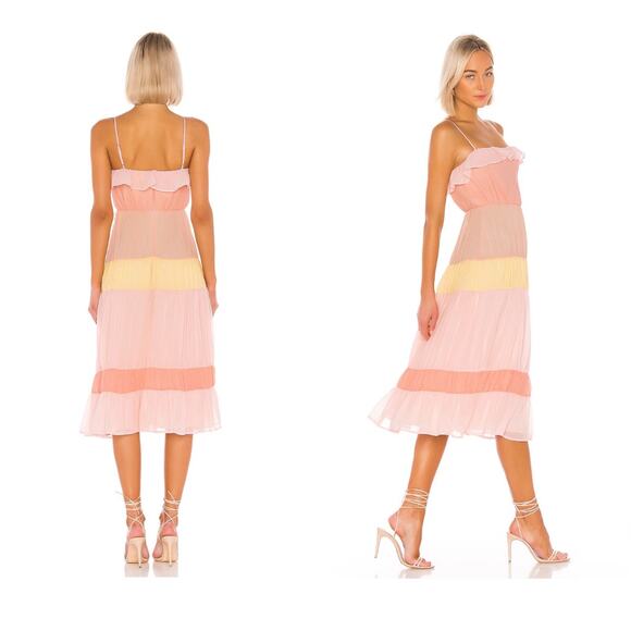 Lovers + Friends Acer Midi Dress - Pink and Yellow - Size M - Picture 2 of 7